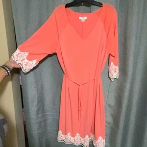Cato Women Salmon and Lace dress
